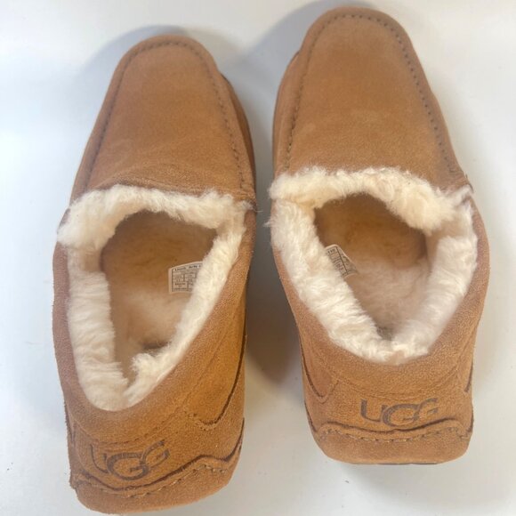 Ugg Ascot Chestnut Suede Men Winter Slippers With Shearling Lining Size 11 - Picture 6 of 12